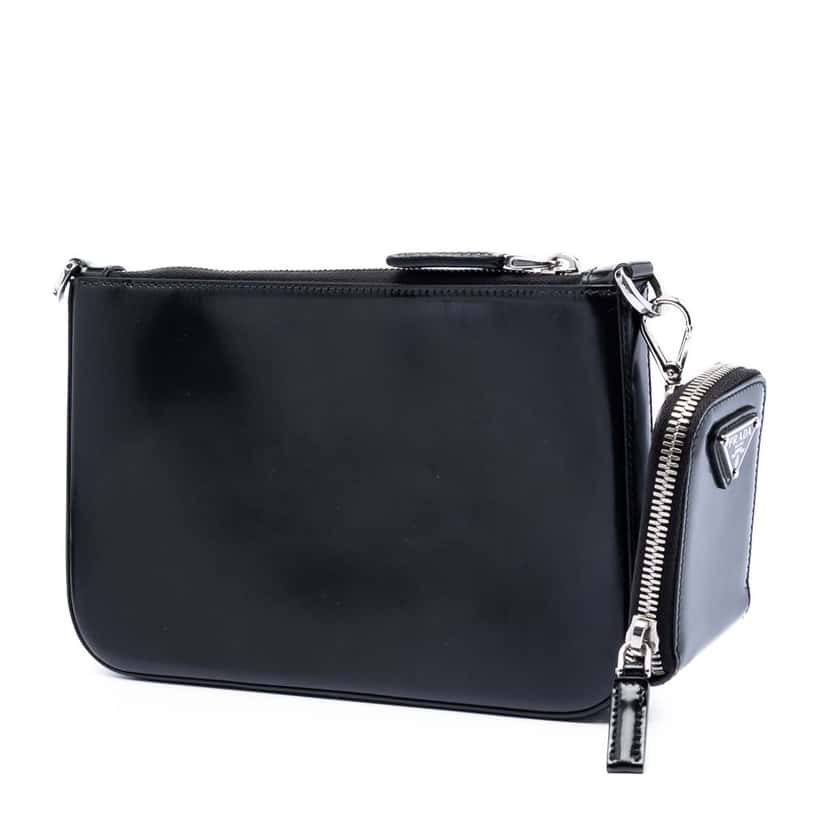 Prada Spazzolato Leather Zip Top Crossbody Black Leather Very good condition - Back View