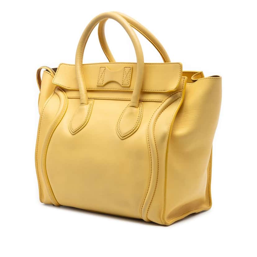 Celine Mini Leather Luggage Tote Yellow Leather Good condition - Back View