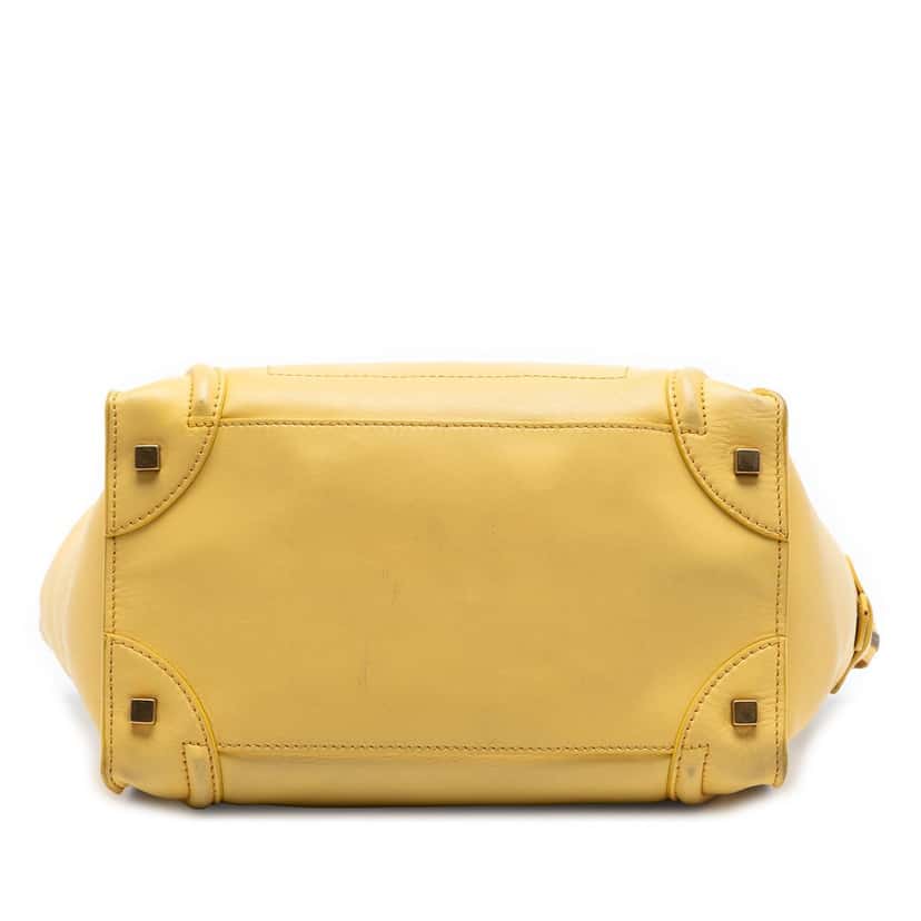 Celine Mini Leather Luggage Tote Yellow Leather Good condition - Inside View