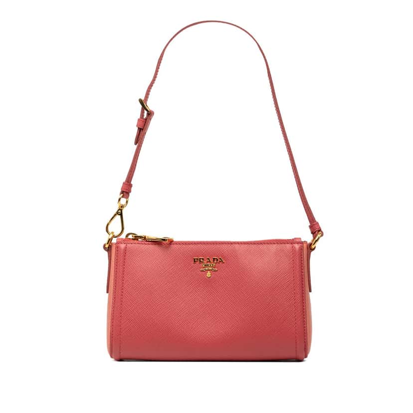 Prada Bicolor Saffiano Shoulder Bag Pink Leather Very good condition - Front View