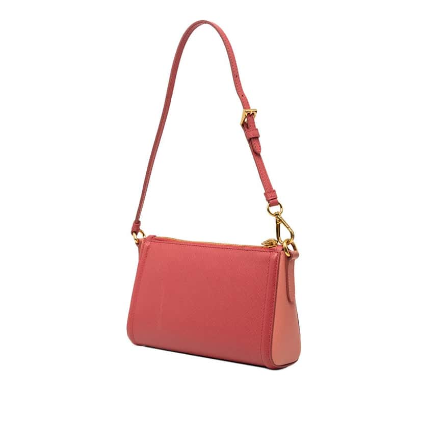 Prada Bicolor Saffiano Shoulder Bag Pink Leather Very good condition - Back View