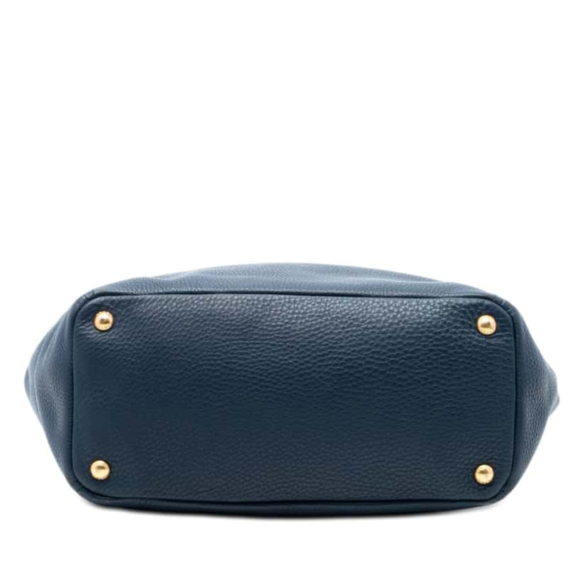 Prada Vitello Daino Side Pocket Convertible Tote Blue Leather Very good condition - Inside View