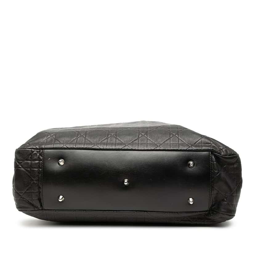 Dior Large Lambskin Cannage Lady Dior Soft Shopping Tote Black Leather Very good condition - Inside View