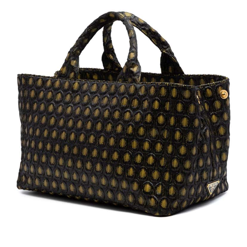 Prada Tessuto Broccato Canapa Tote Gold Very good condition - Back View