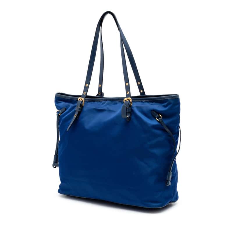 Prada Saffiano Trimmed Tessuto Tote Blue Very good condition - Back View