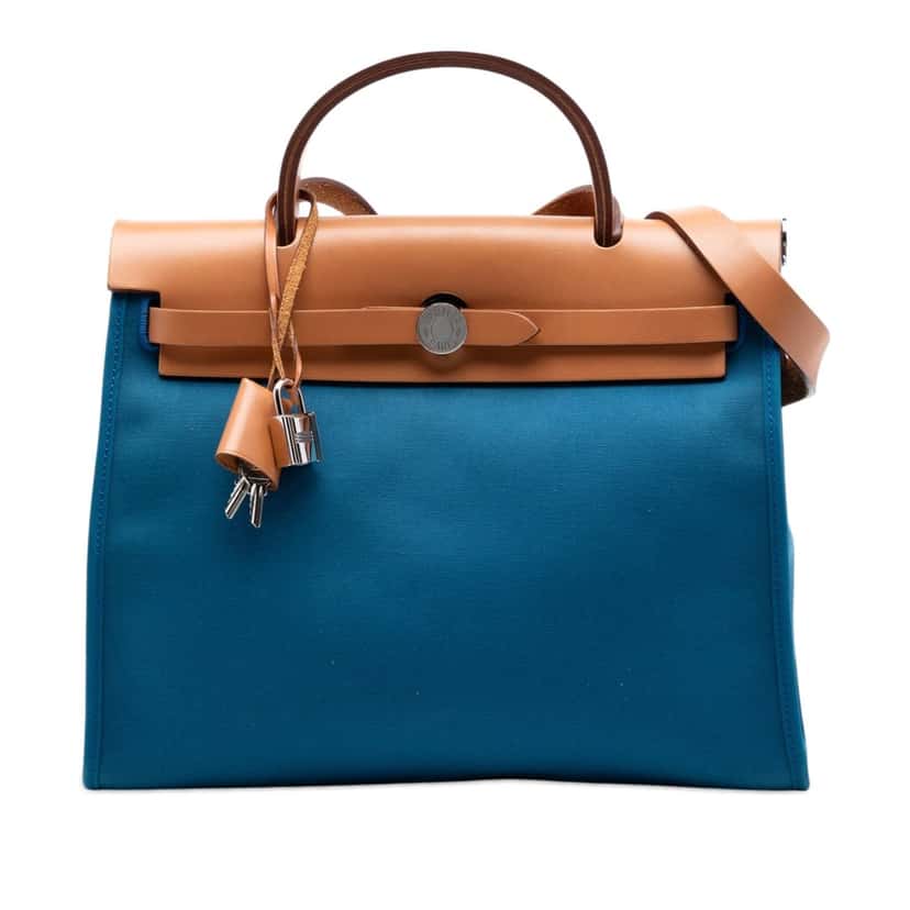 Hermès Toile Herbag Zip 31 Blue Very good condition - Front View
