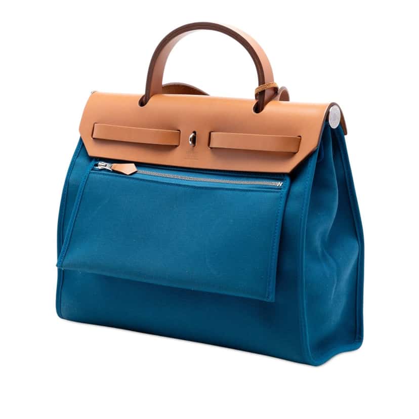 Hermès Toile Herbag Zip 31 Blue Very good condition - Back View