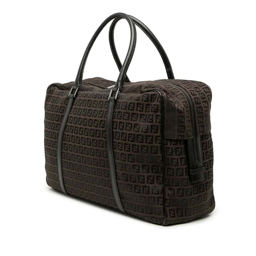 Fendi Zucchino Canvas Travel Bag Brown Very good condition - Back View