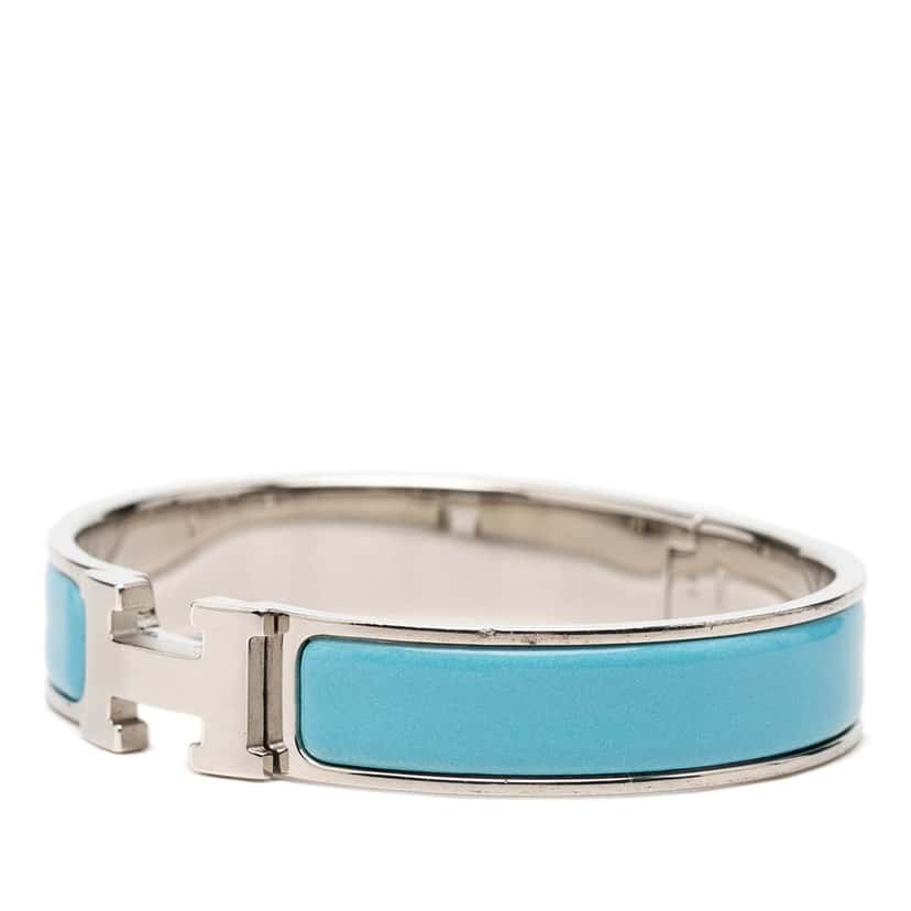 Hermès Narrow Enamel Clic H Bracelet PM Blue Very good condition - Back View