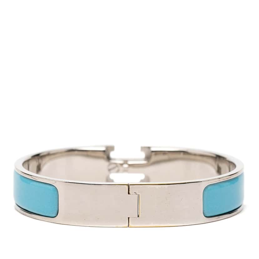 Hermès Narrow Enamel Clic H Bracelet PM Blue Very good condition - Inside View