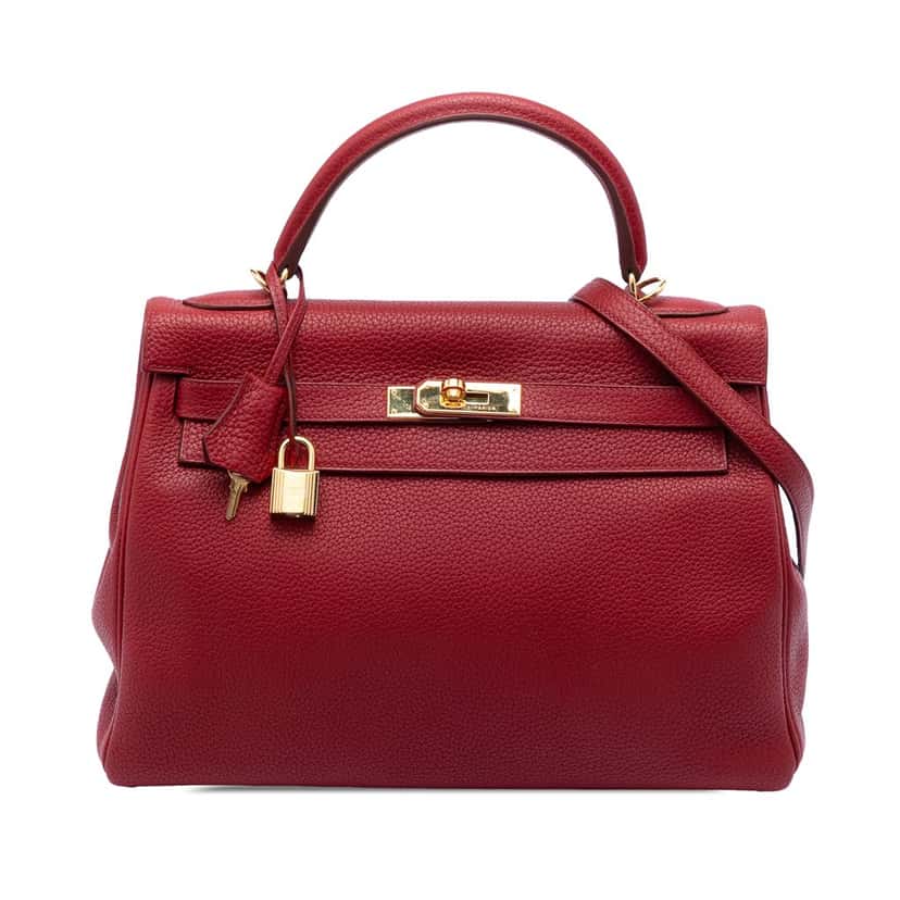Hermès Clemence Kelly II Retourne 32 Red Leather Very good condition - Front View