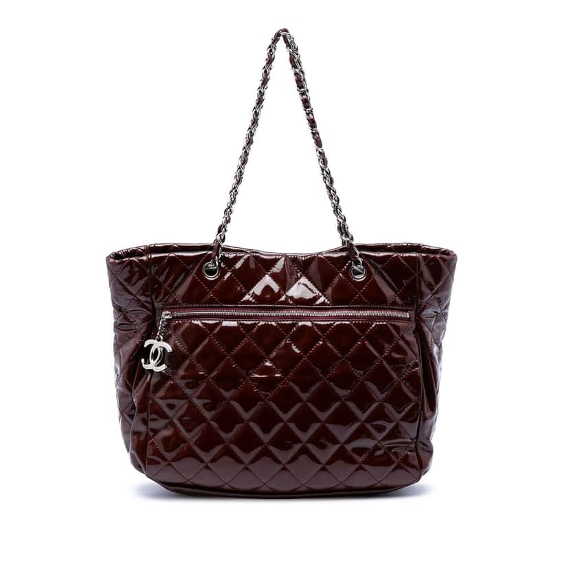 Chanel Large Patent Chic and Glitter Ligne Tote Red Leather Very good condition - Front View