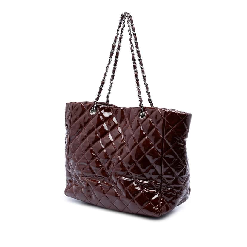 Chanel Large Patent Chic and Glitter Ligne Tote Red Leather Very good condition - Back View