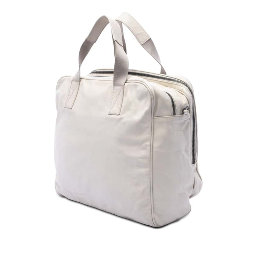 Bottega Veneta Intrecciato Trimmed Nappa Business Bag White Leather Very good condition - Back View