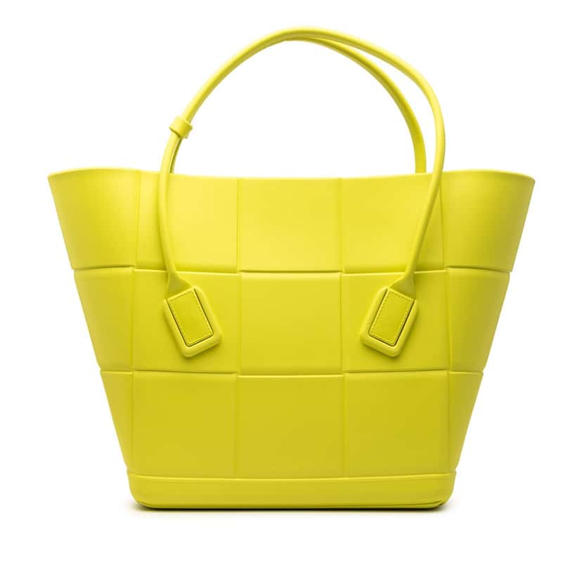 Bottega Veneta Medium Matte Rubber Arco Tote Yellow Very good condition - Front View
