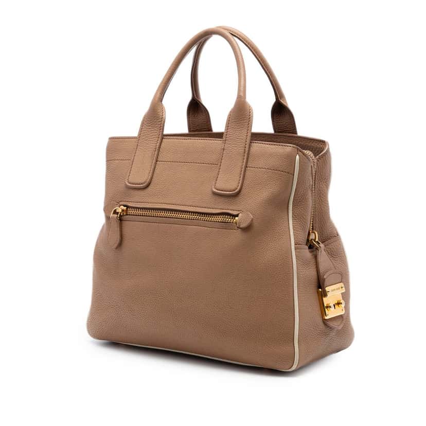 Miu Miu Vitello Caribu Satchel Brown Leather Very good condition - Back View