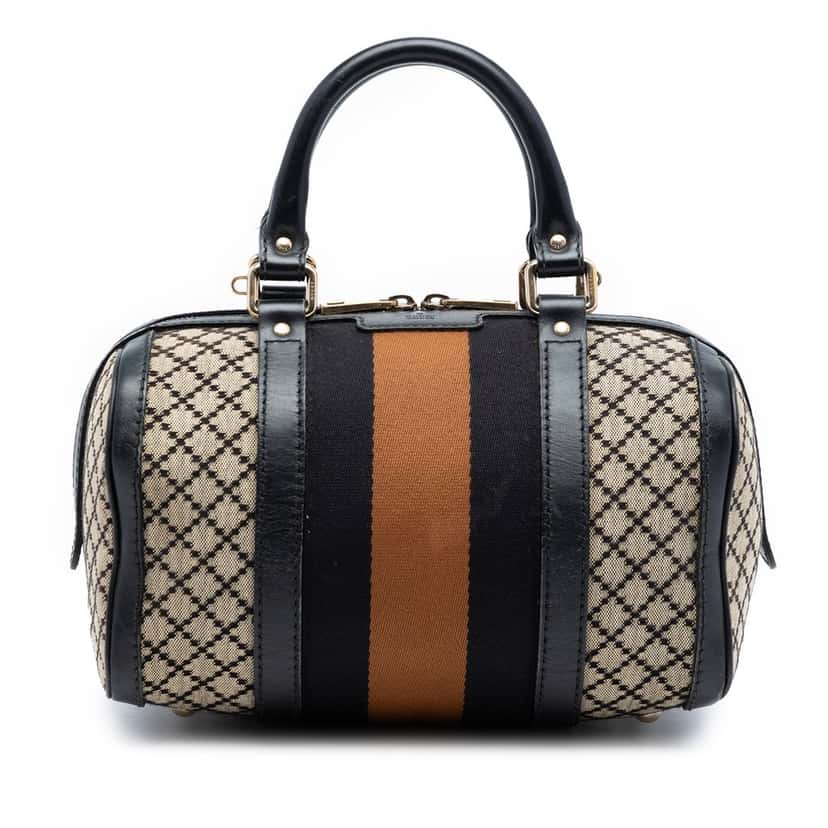 Gucci Small Diamante Canvas Web Joy Boston Bag Beige Very good condition - Front View