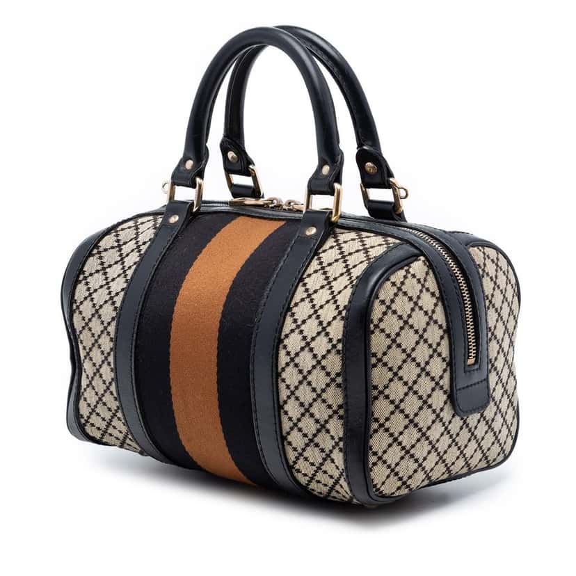 Gucci Small Diamante Canvas Web Joy Boston Bag Beige Very good condition - Back View