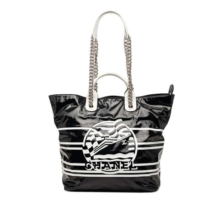 Chanel Coated Canvas La Pausa Bay Shopping Satchel Black Very good condition - Front View
