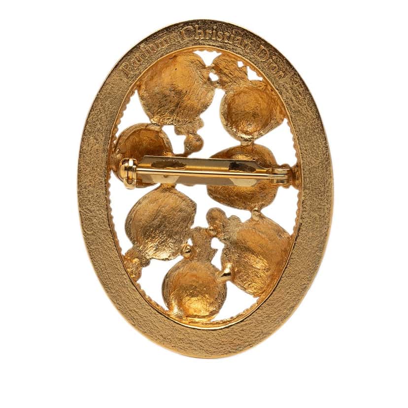 Dior Gold Plated Perfume Bottle Brooch Gold Metal Very good condition - Back View