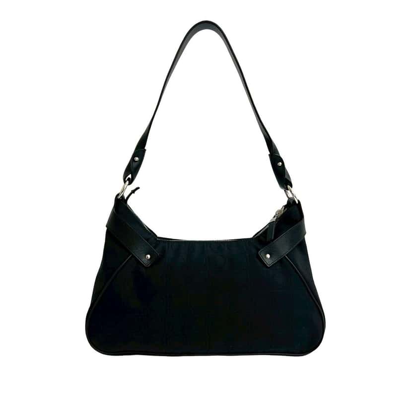 Ferragamo Gancini Canvas Shoulder Bag Black Very good condition - Back View