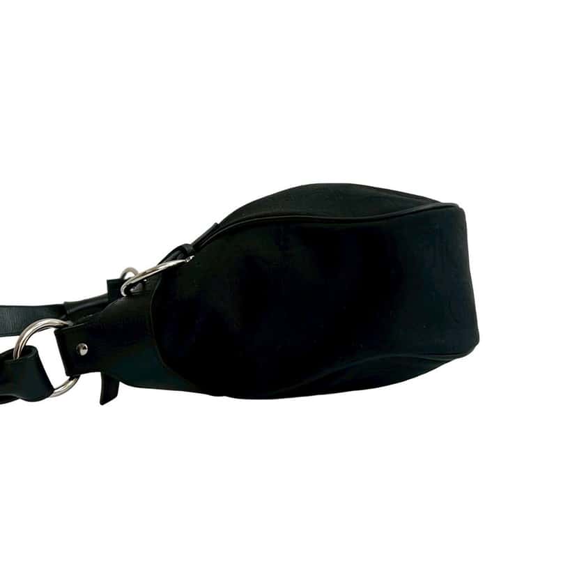 Ferragamo Gancini Canvas Shoulder Bag Black Very good condition - Box View