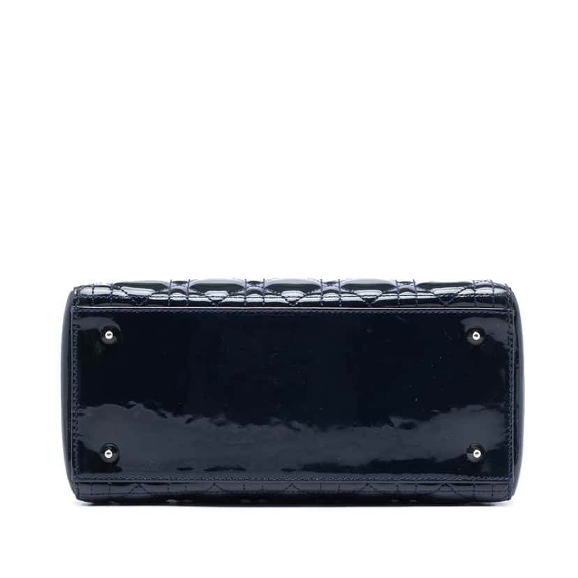 Dior Medium Patent Cannage Lady Dior Blue Leather Very good condition - Inside View
