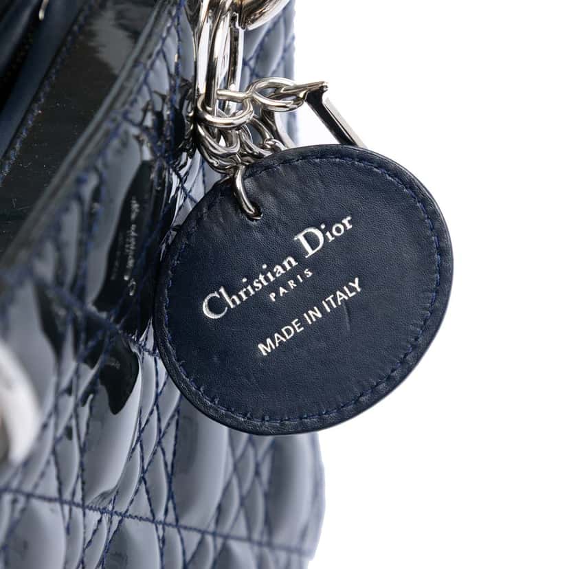 Dior Medium Patent Cannage Lady Dior Blue Leather Very good condition - Box View