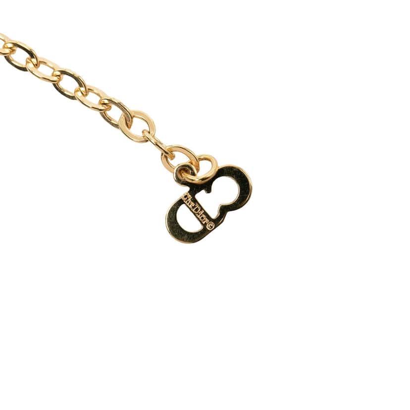 Dior Gold Plated Crystal CD Diamond Pendant Necklace Gold Metal Very good condition - Model View