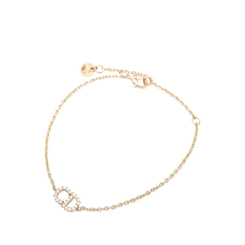 Dior Gold Plated Strass CD Logo Bracelet Gold Metal Very good condition - Model View