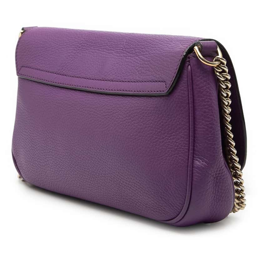 Gucci Medium Calfskin Soho Chain Flap Crossbody Purple Leather Very good condition - Back View