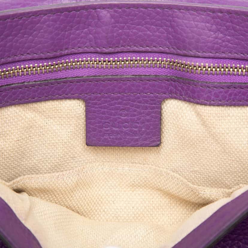 Gucci Medium Calfskin Soho Chain Flap Crossbody Purple Leather Very good condition - Box View