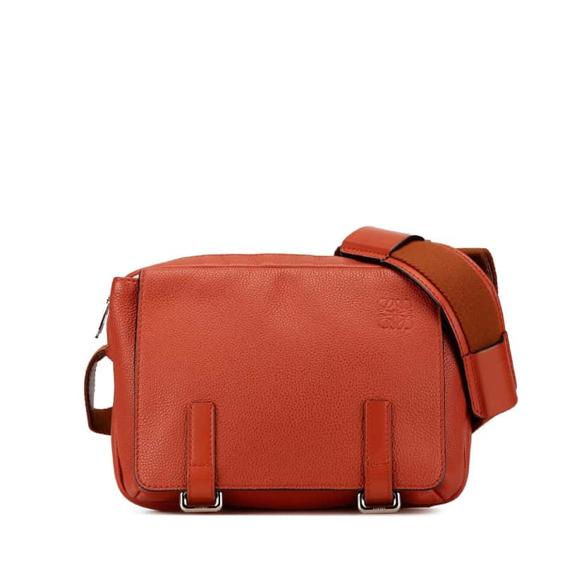 LOEWE XS Military Messenger Bag Orange Leather Very good condition - Front View