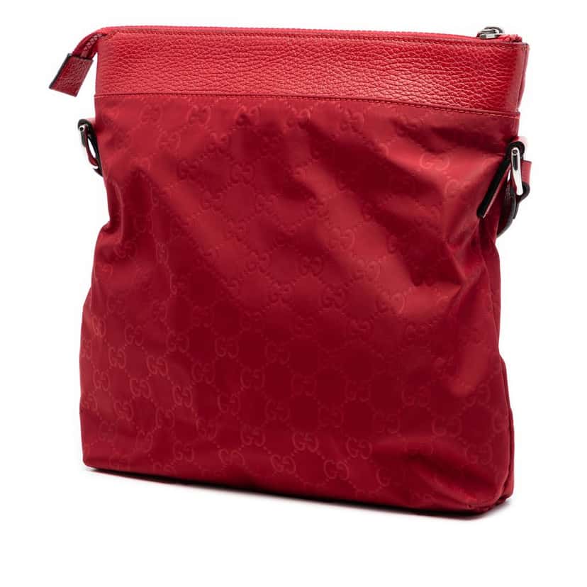 Gucci GG Nylon Flat Messenger Bag Red Very good condition - Back View