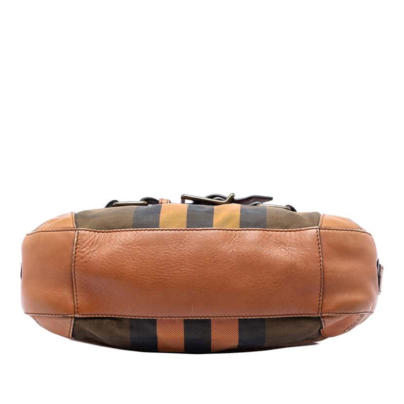 Burberry Mega Check Canvas and Leather Belted Crossbody Brown Very good condition - Inside View