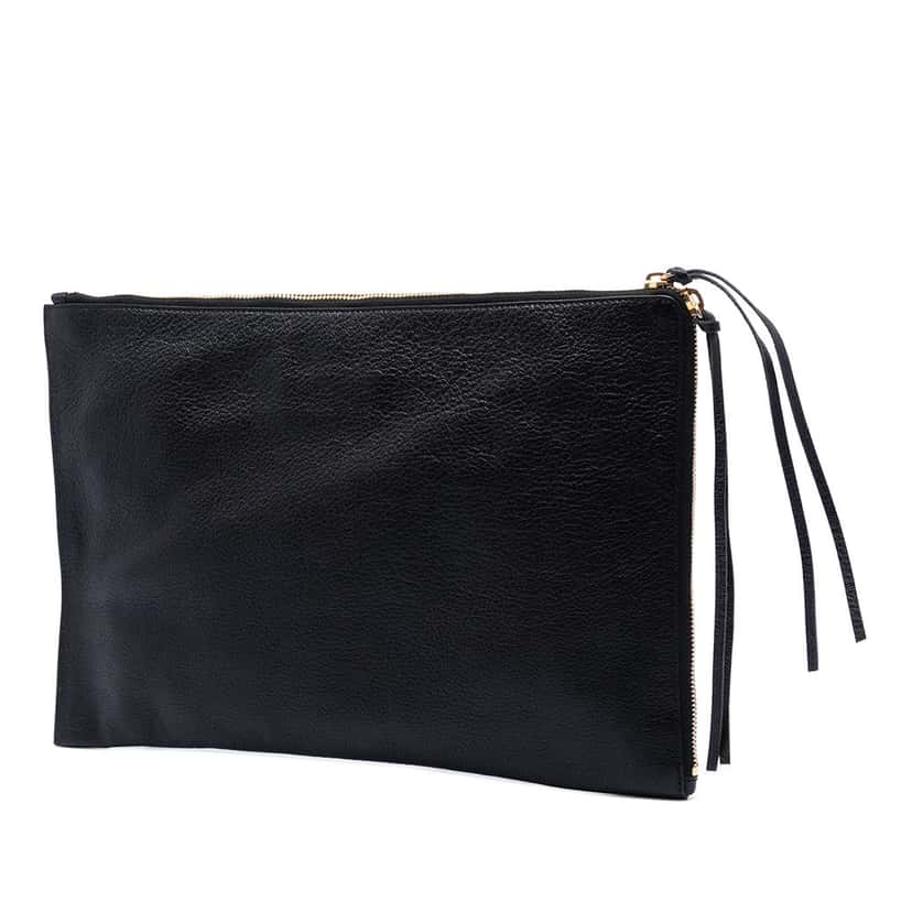 Balenciaga Goatskin Motocross Classic Metallic Edge Clutch Black Leather Very good condition - Back View