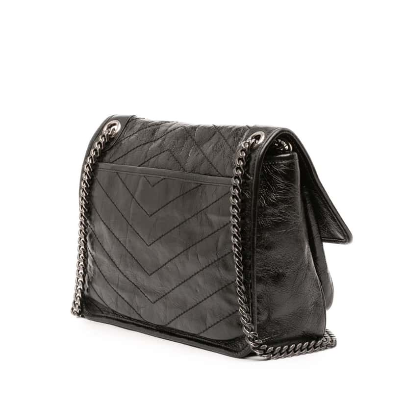 Saint Laurent Medium Crinkled Calfskin Niki Black Leather Very good condition - Back View