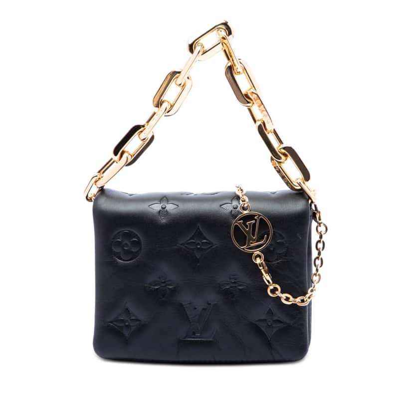 Louis Vuitton Monogram Embossed Puffy Lambskin Coussin Belt Bag Black Leather Very good condition - Front View
