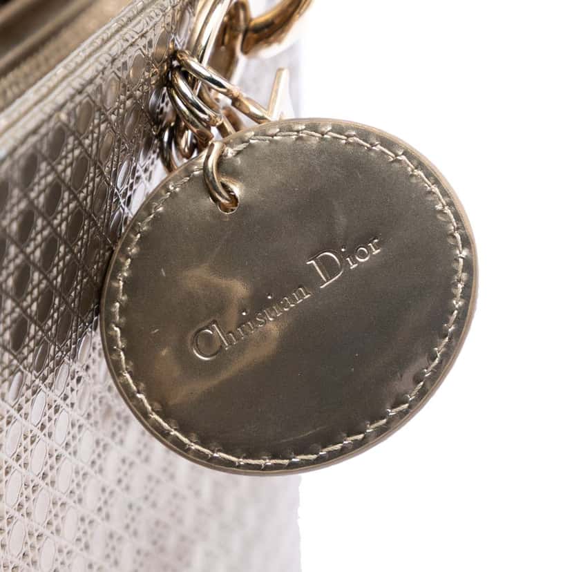 Dior Medium Metallic Patent Microcannage Lady Dior Gold Leather Very good condition - Box View
