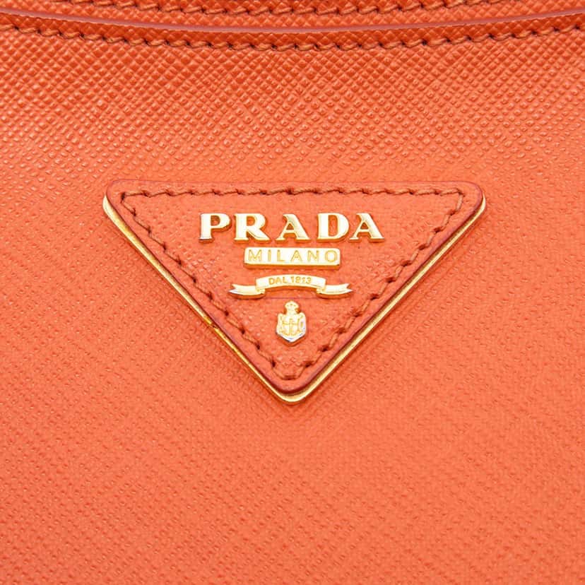 Prada Saffiano Lux Shoulder Bag Orange Leather Very good condition - Box View