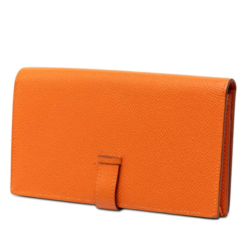 Hermès Epsom Bearn Soufflet Wallet Orange Leather Very good condition - Back View