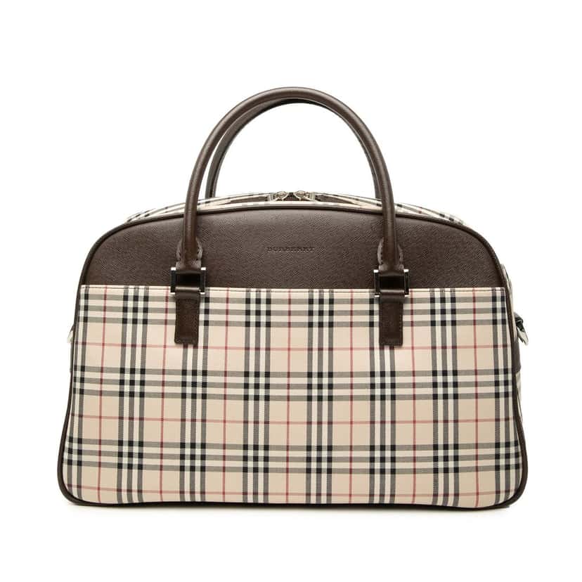 Burberry House Check Canvas Satchel Beige Very good condition - Front View