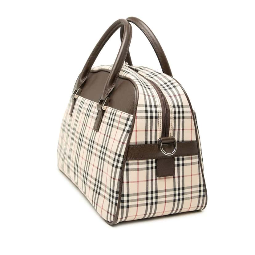 Burberry House Check Canvas Satchel Beige Very good condition - Back View