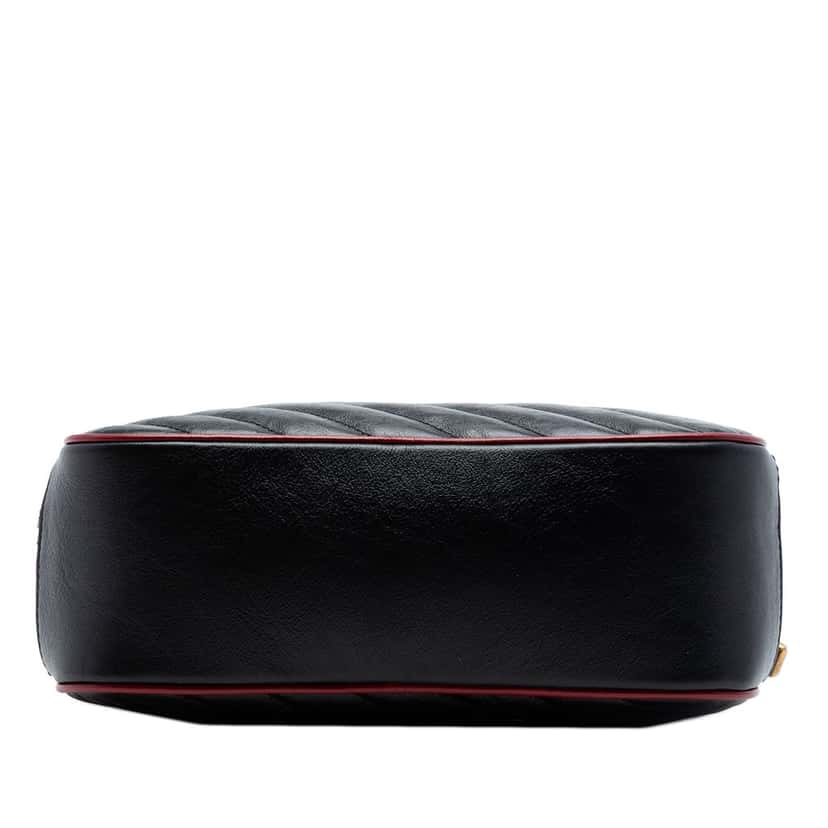 Gucci Small GG Marmont Matelasse Diagonal Leather Torchon Bamboo Satchel Black Leather Very good condition - Inside View