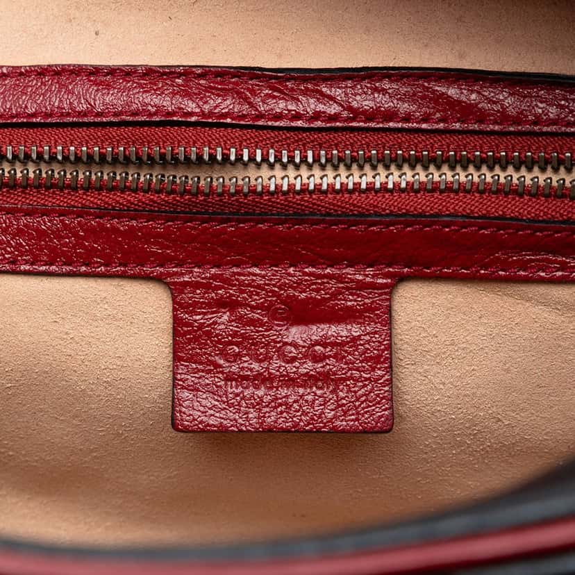 Gucci Small GG Marmont Matelasse Diagonal Leather Torchon Bamboo Satchel Black Leather Very good condition - Box View