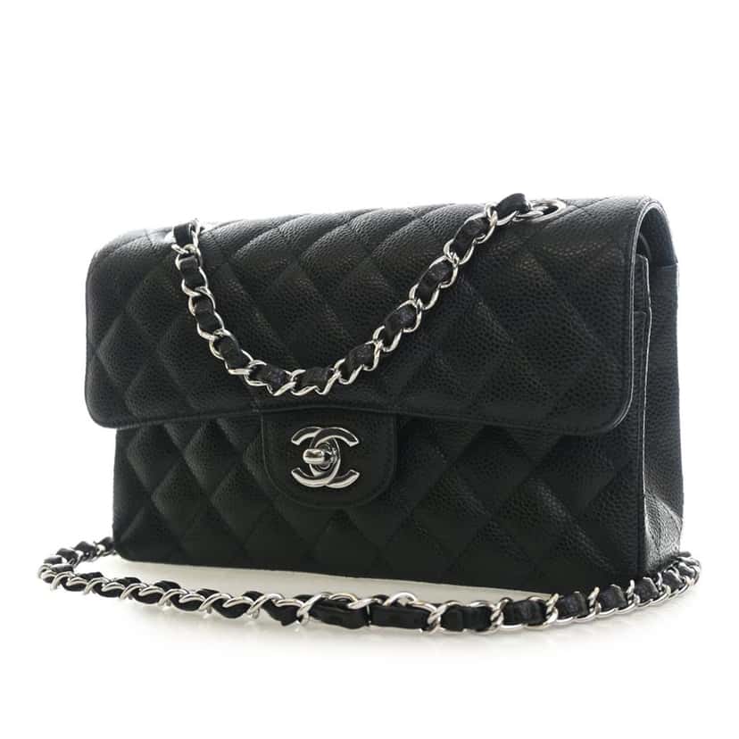 Chanel Small Classic Caviar Double Flap Black Leather Very good condition - Inside View
