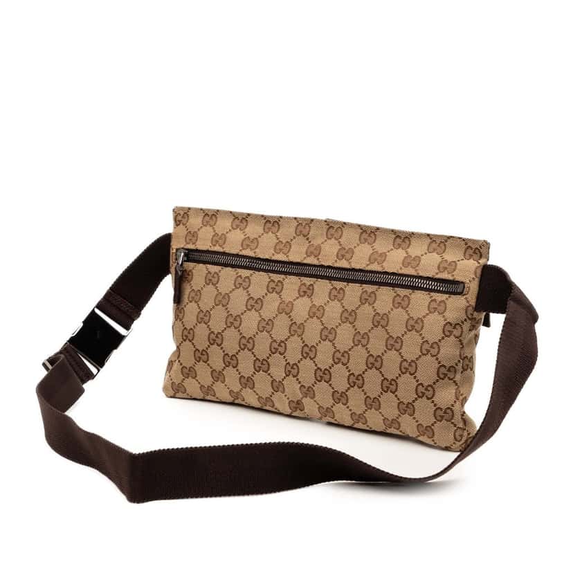 Gucci GG Canvas Double Pocket Belt Bag Beige Very good condition - Back View