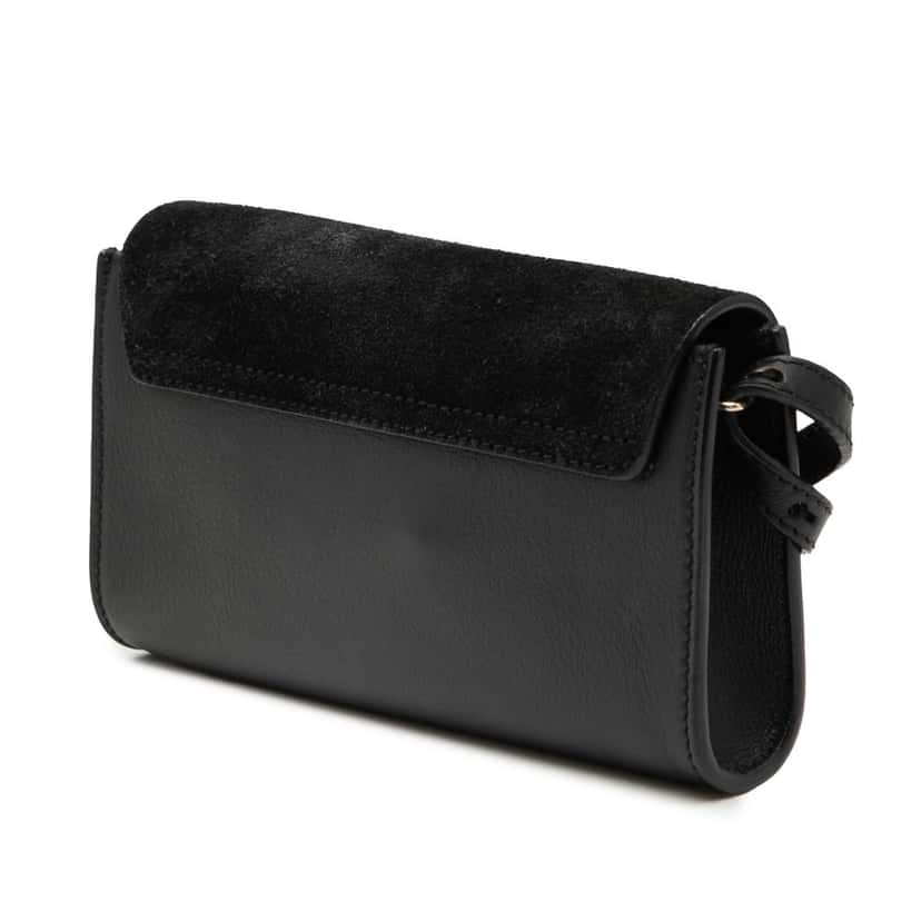 Chloé Mini Calfskin and Suede Faye Chain Crossbody Black Leather Very good condition - Back View