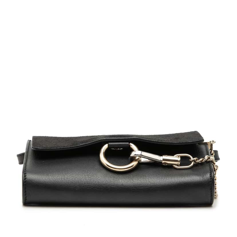 Chloé Mini Calfskin and Suede Faye Chain Crossbody Black Leather Very good condition - Inside View