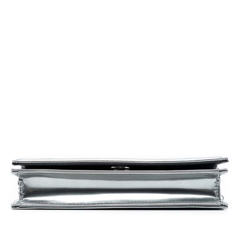 Dior Metallic Patent Microcannage Diorama Wallet on Chain Silver Leather Very good condition - Inside View
